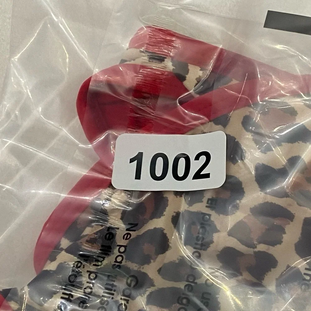 Frankie's Bikinis Leopard Print Bikini Bottoms with Red Trim
